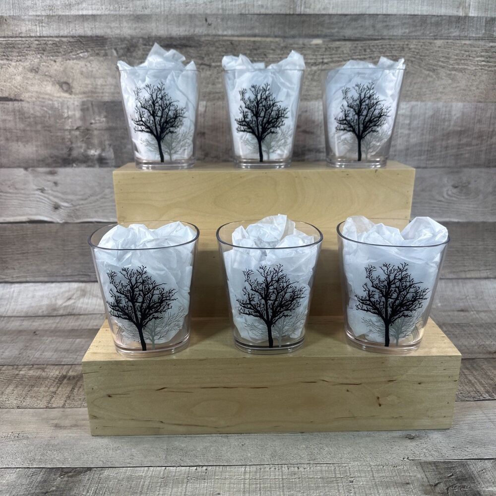 6 Corelle Timber Shadows  14 oz. Acrylic Glasses 4" tall  Rare/HTF  Discontinued
